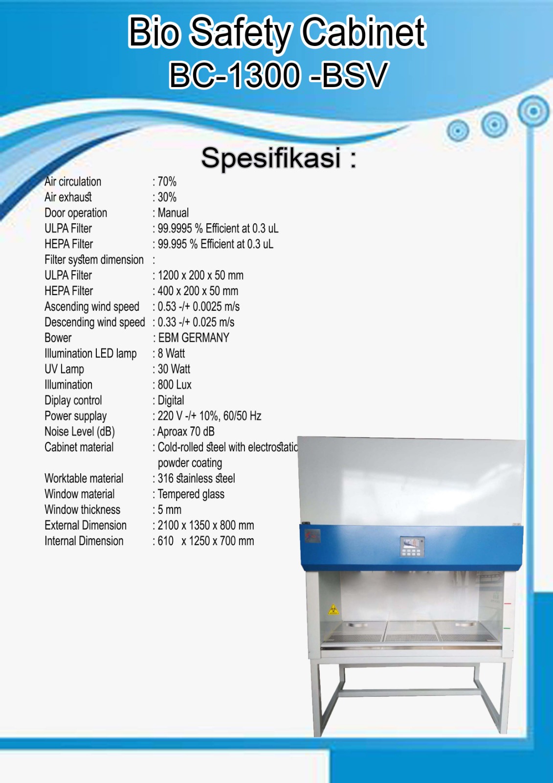 Bio Safety Cabinet BC-1300 -BSV